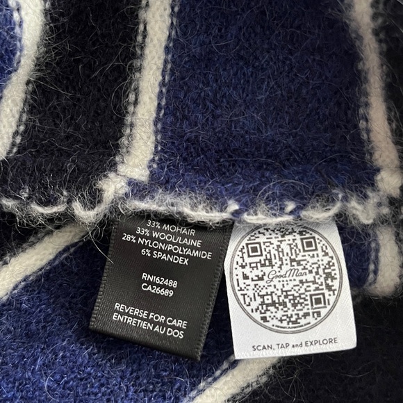 NWT - Good Man Brand Men’s Mohair Wool Blended Striped Sweater - Size L - Picture 6 of 8